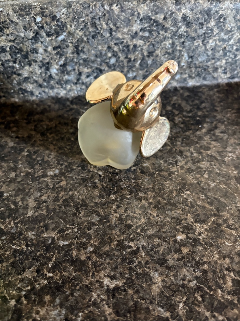 Gold Avon Elephant Bottle with Frosted Glass Body EMPTY